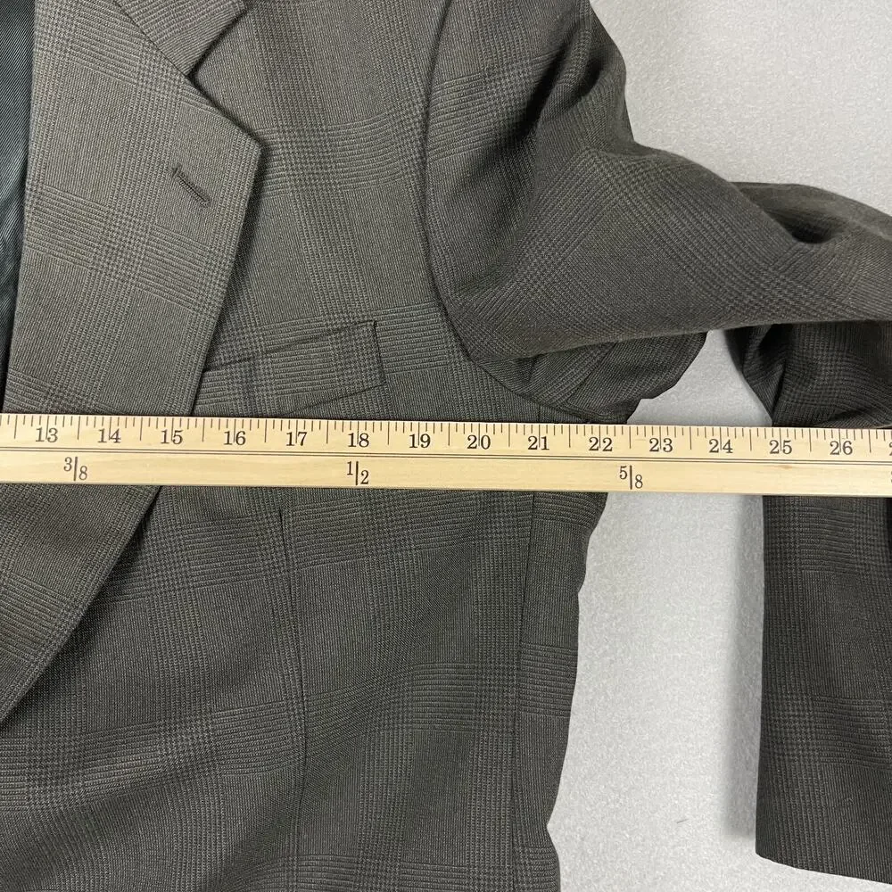 Kilburne and Finch Mens 2 Piece Suit Blazer‎ 43R Brown Gray Plaid Pants 34x28